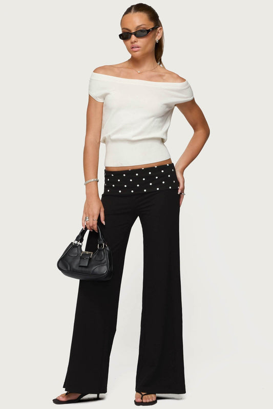 Reeva Polka Dot Foldover Pants