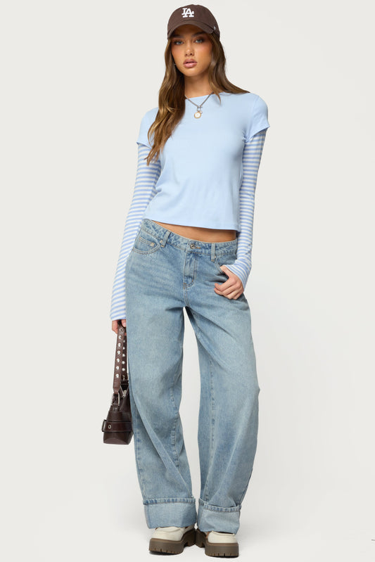 Stripey Layered Long Sleeve T Shirt
