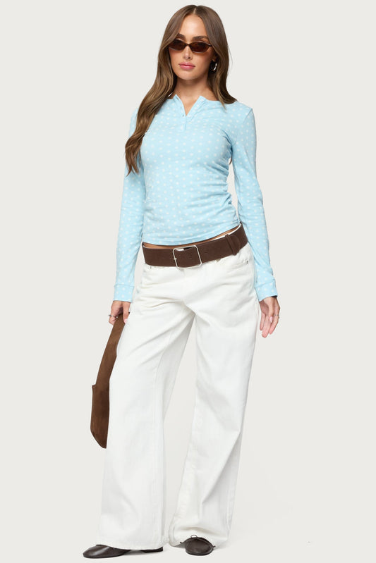 Keana Polka Dot Henley Top