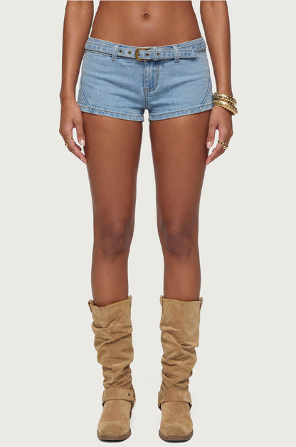 Ciel Low Rise Denim Micro Shorts