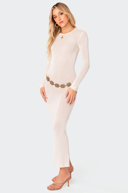 London Knitted Open Back Maxi Dress