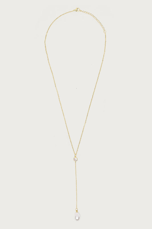 Cascading Pearly Rhinestone Necklace