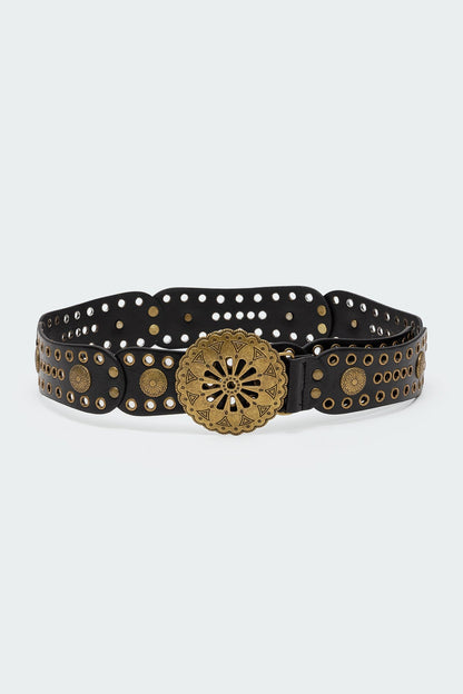 Scalloped Circle Faux Leather Belt