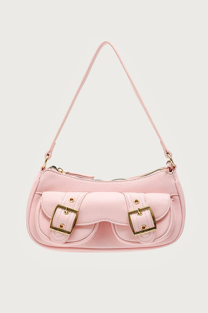 Zinnia Faux Leather Buckle Bag