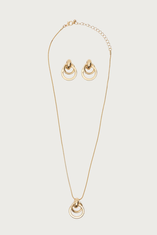 Paired Hoops Necklace & Earrings Set
