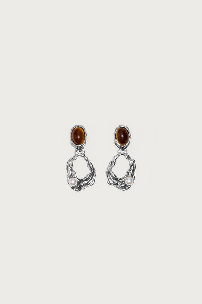 Faux Tiger Eye Abstract Earrings