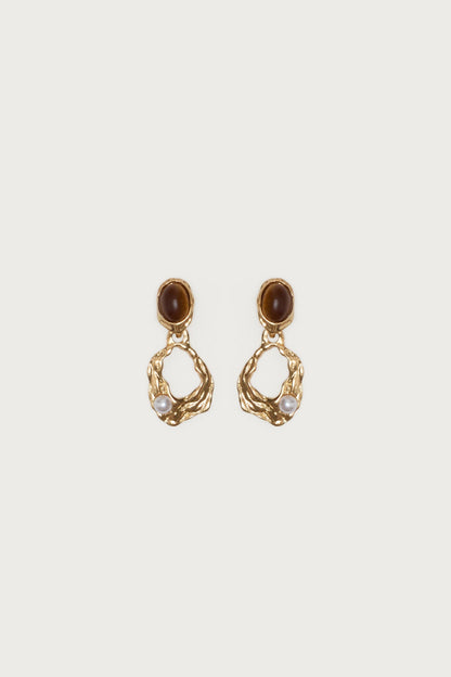 Faux Tiger Eye Abstract Earrings