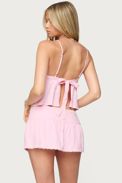 Selene Lacey Pleated Tank Top