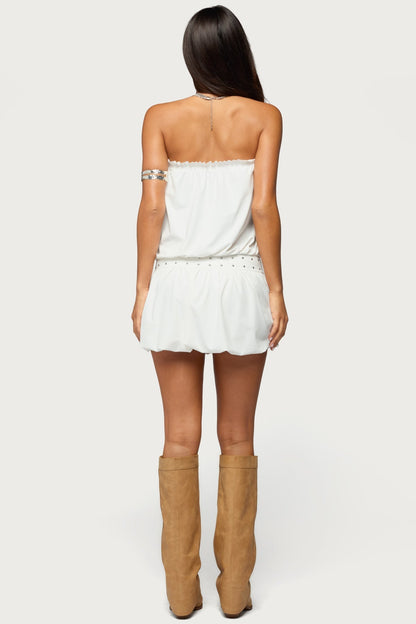 Layton Studded Strapless Bubble Mini Dress