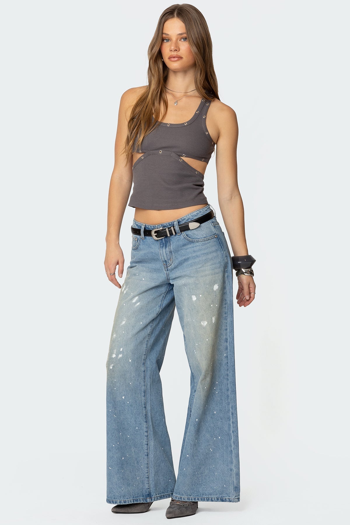 Paint Splatter Low Rise Baggy Jeans