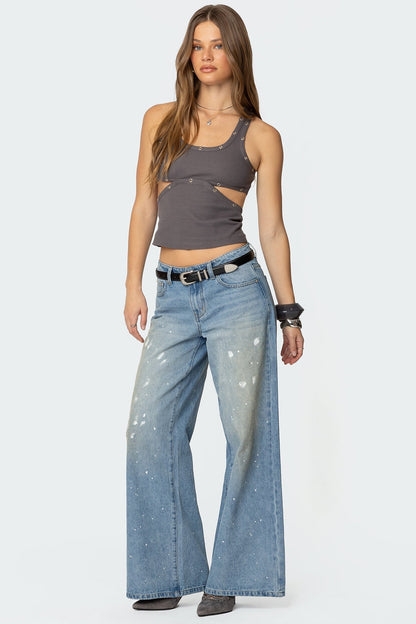 Paint Splatter Low Rise Baggy Jeans