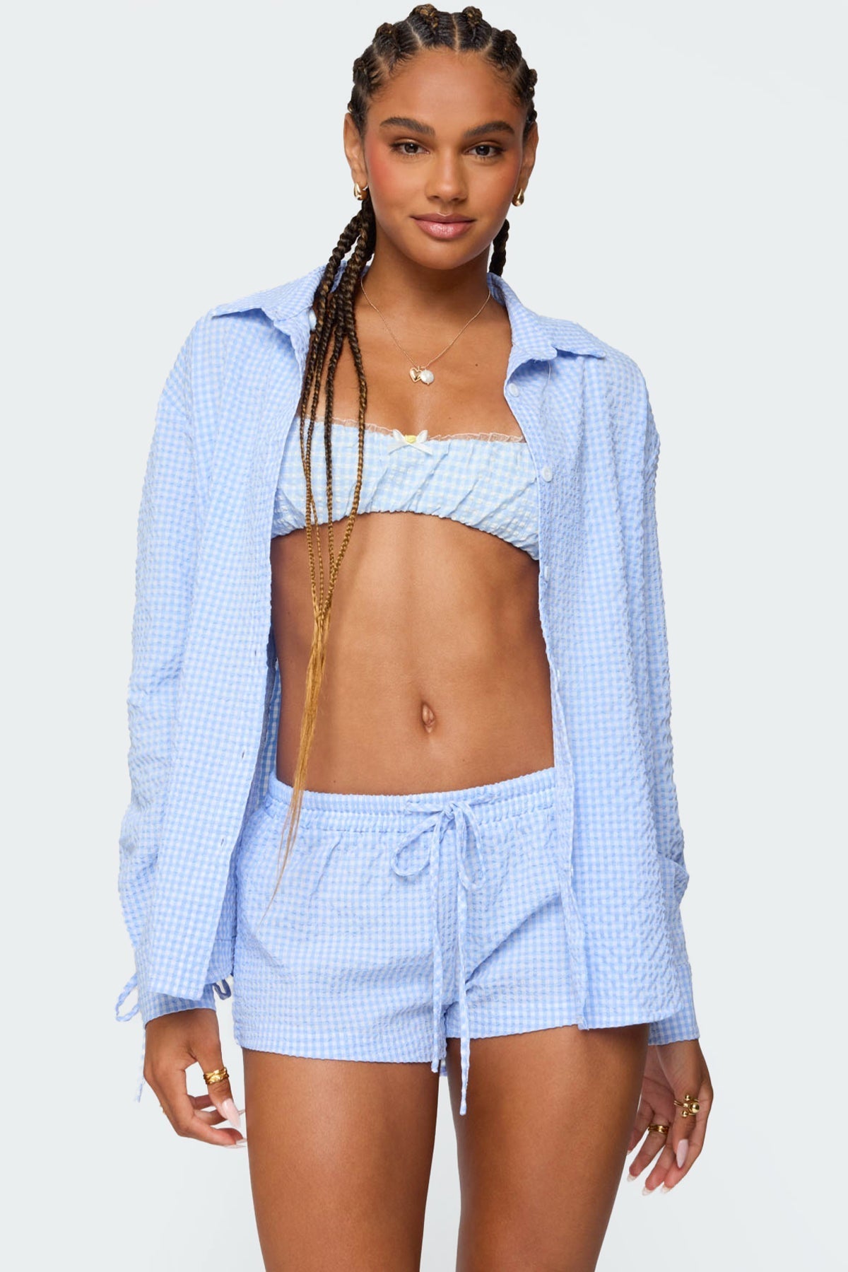 Lira Textured Gingham Button Up Shirt
