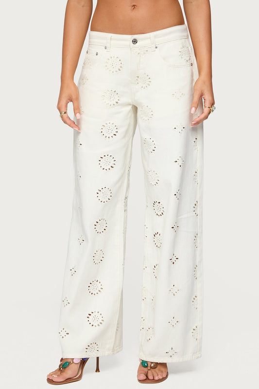 Eyelet Low Rise Baggy Jeans
