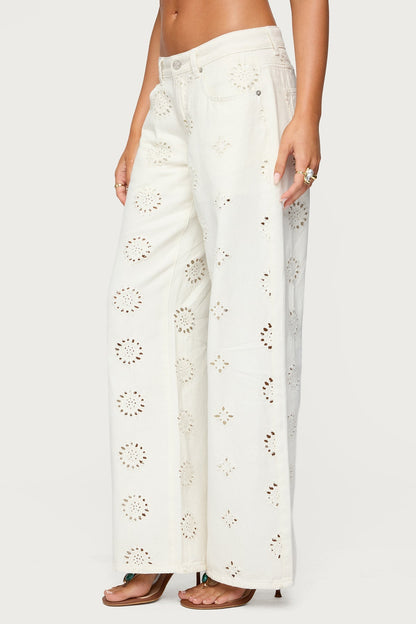 Eyelet Low Rise Baggy Jeans