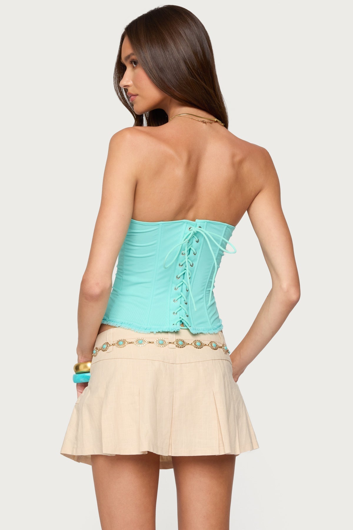 Deirdre Mesh Lace Up Corset