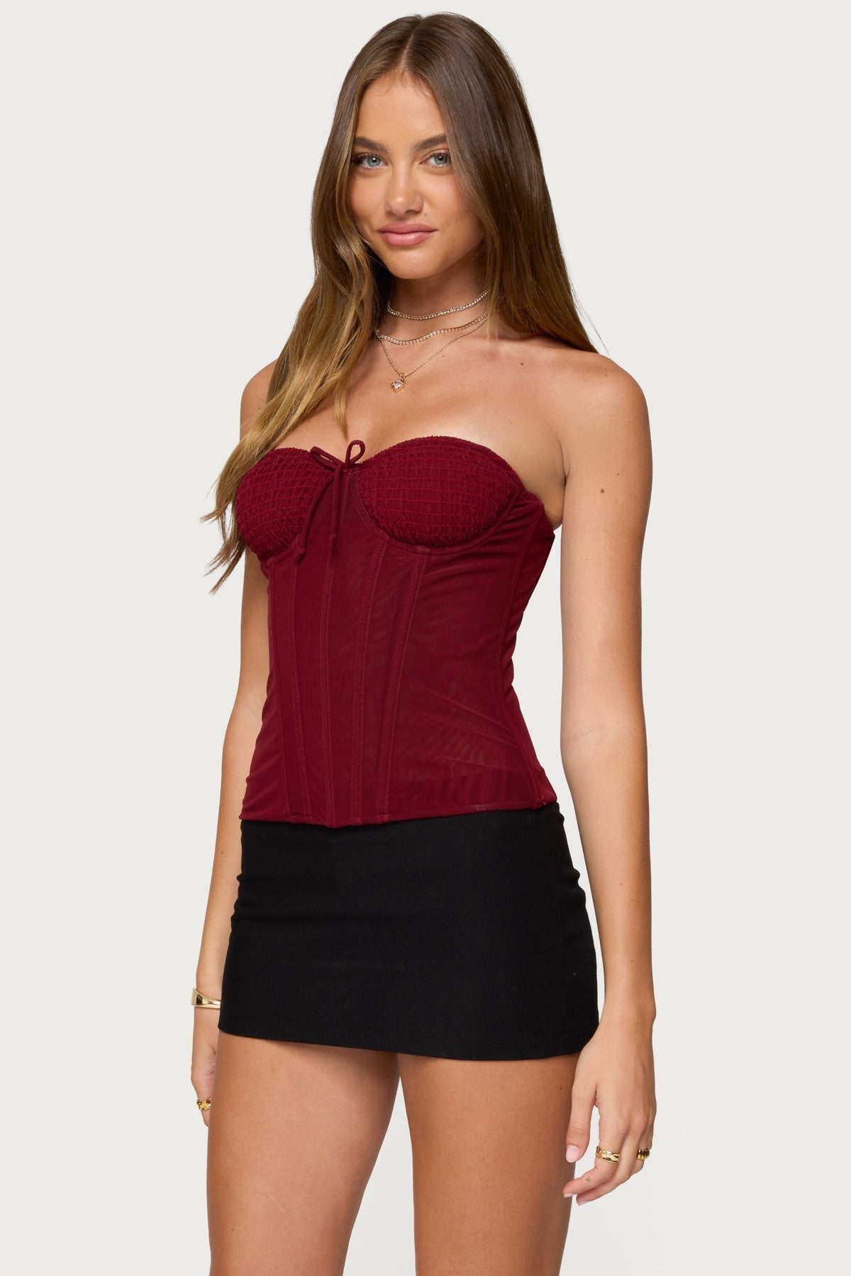 Guinivere Smocked Strapless Corset