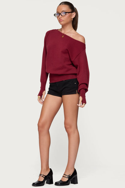 Off Shoulder Oversized Sweater