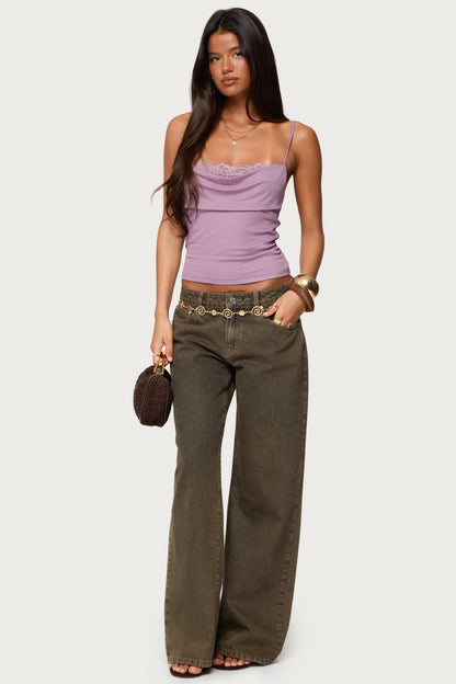 Bobbie Layered Lace Cowl Neck Top