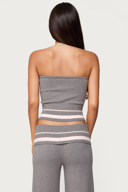 Kaliya Stripey Strapless Knit Top