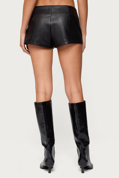 Reese Studded Faux Leather Micro Shorts