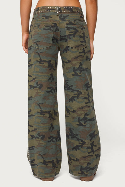 Quincy Studded Low Rise Baggy Jeans