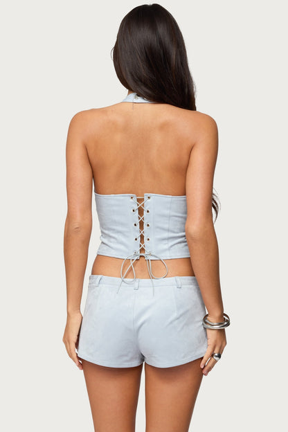 Sloane Faux Suede Halter Top