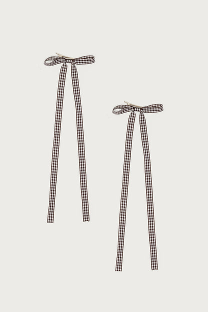 Gingham Bow Hair Clip Set