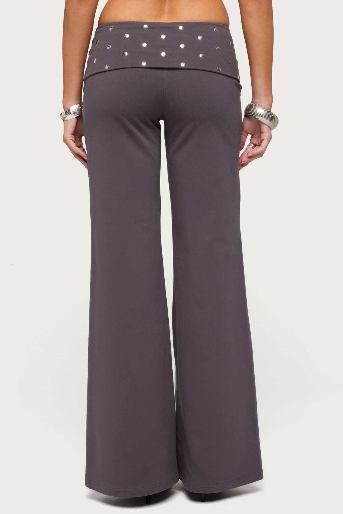 Breanna Studded Foldover Wide Leg Pants