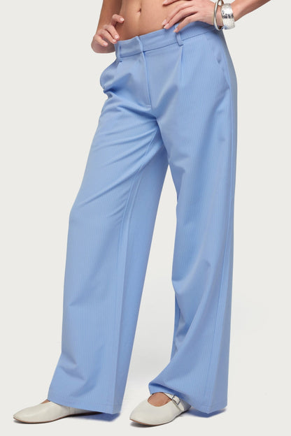 Pinstripe Tailored Straight Leg Pants