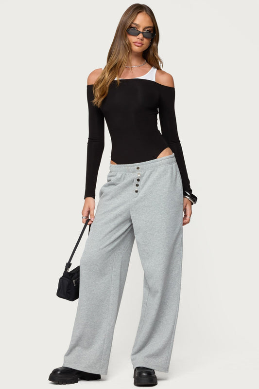 Layered Ribbed Off Shoulder Bodysuit
