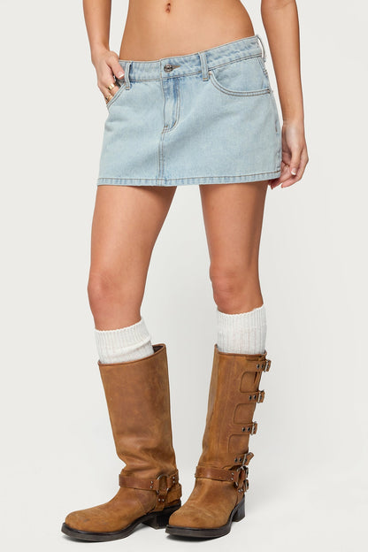 Petite Chiara Denim Micro Skirt
