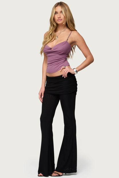 Layered Bra Cowl Neck Top