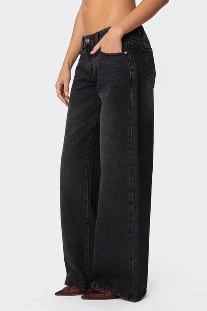 Vyxen Vintage Washed Low Rise Baggy Jeans