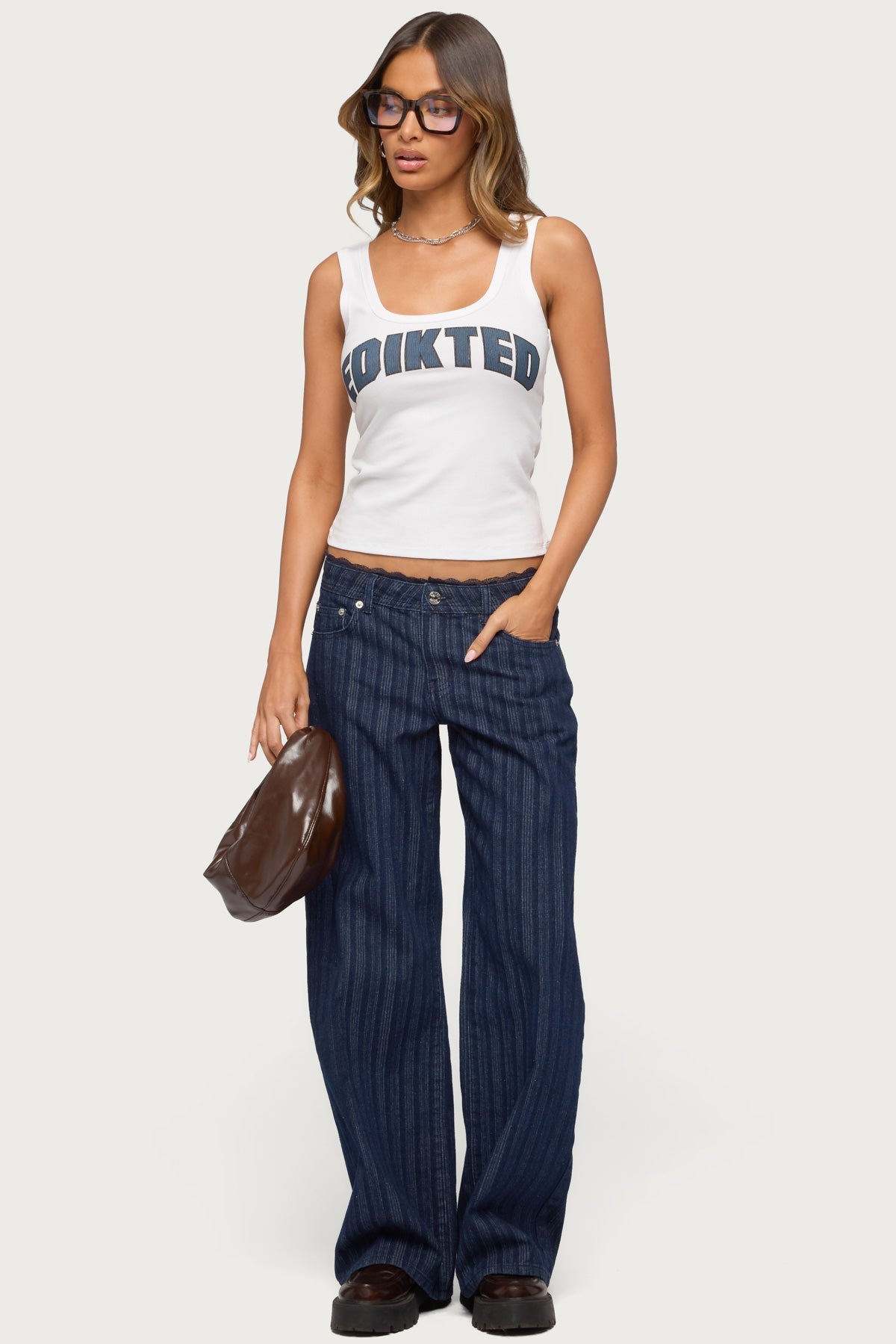 Edikted Girly Ribbed Tank Top