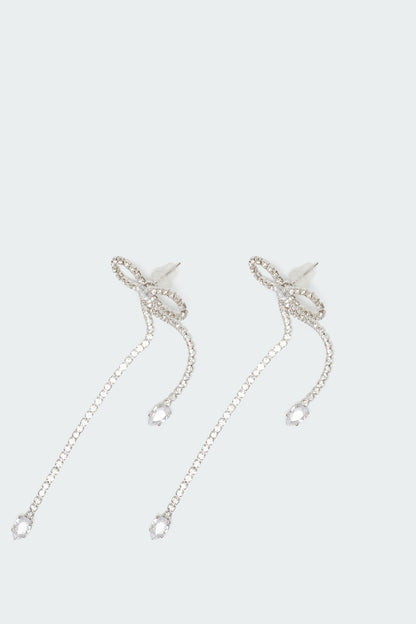 Rhinestone Dangling Bow Earrings
