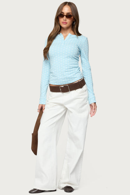 Keana Polka Dot Henley Top