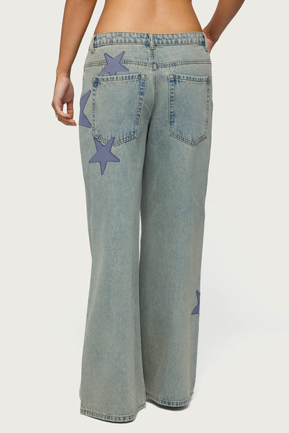 Trish Stars Low Rise Baggy Jeans