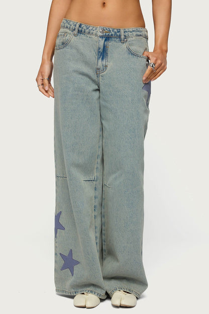 Trish Stars Low Rise Baggy Jeans