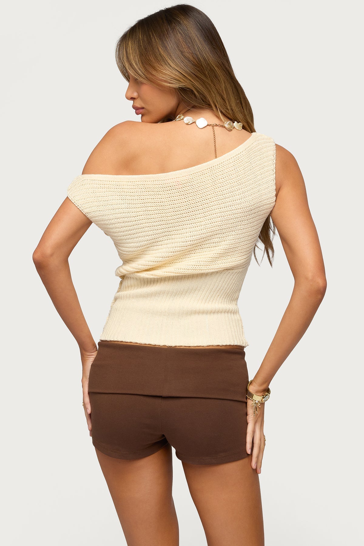 Buttoned Off Shoulder Crochet Top